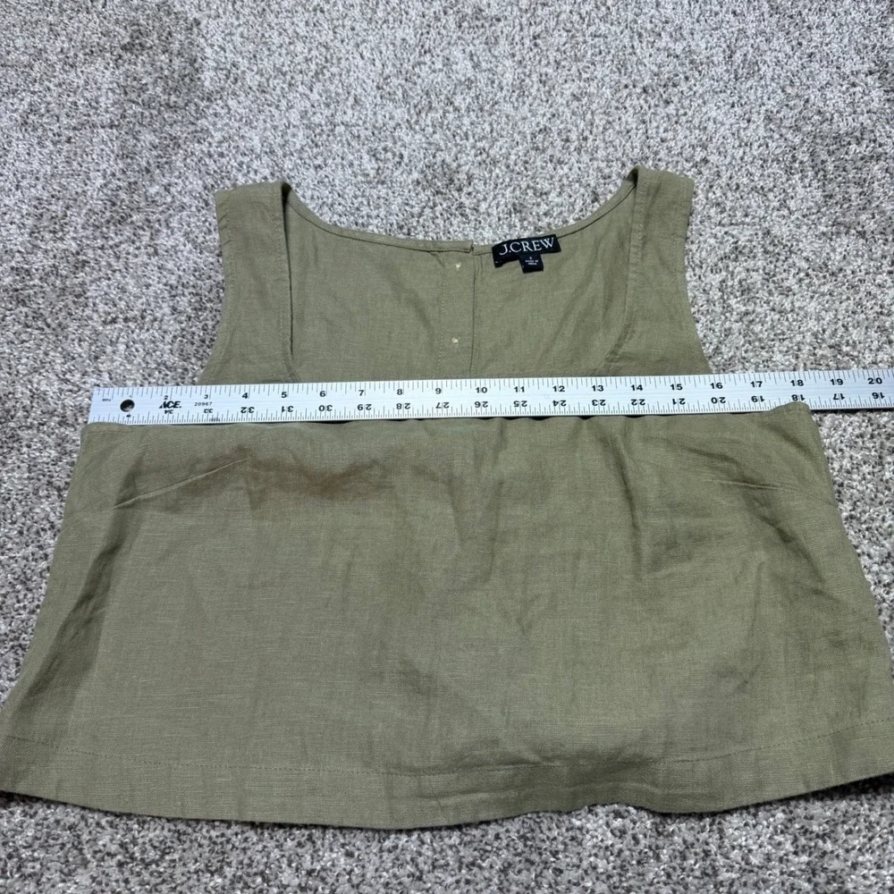 J. CREW Squareneck Button Back Top Linen Dusty Fatigue Green CK494 Women S